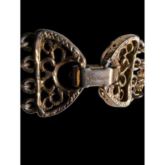 Vintage Goldette Signed 4 Strand Necklace Intaglio Cameo Pendant 24"–40" Layered - Picture 4 of 4